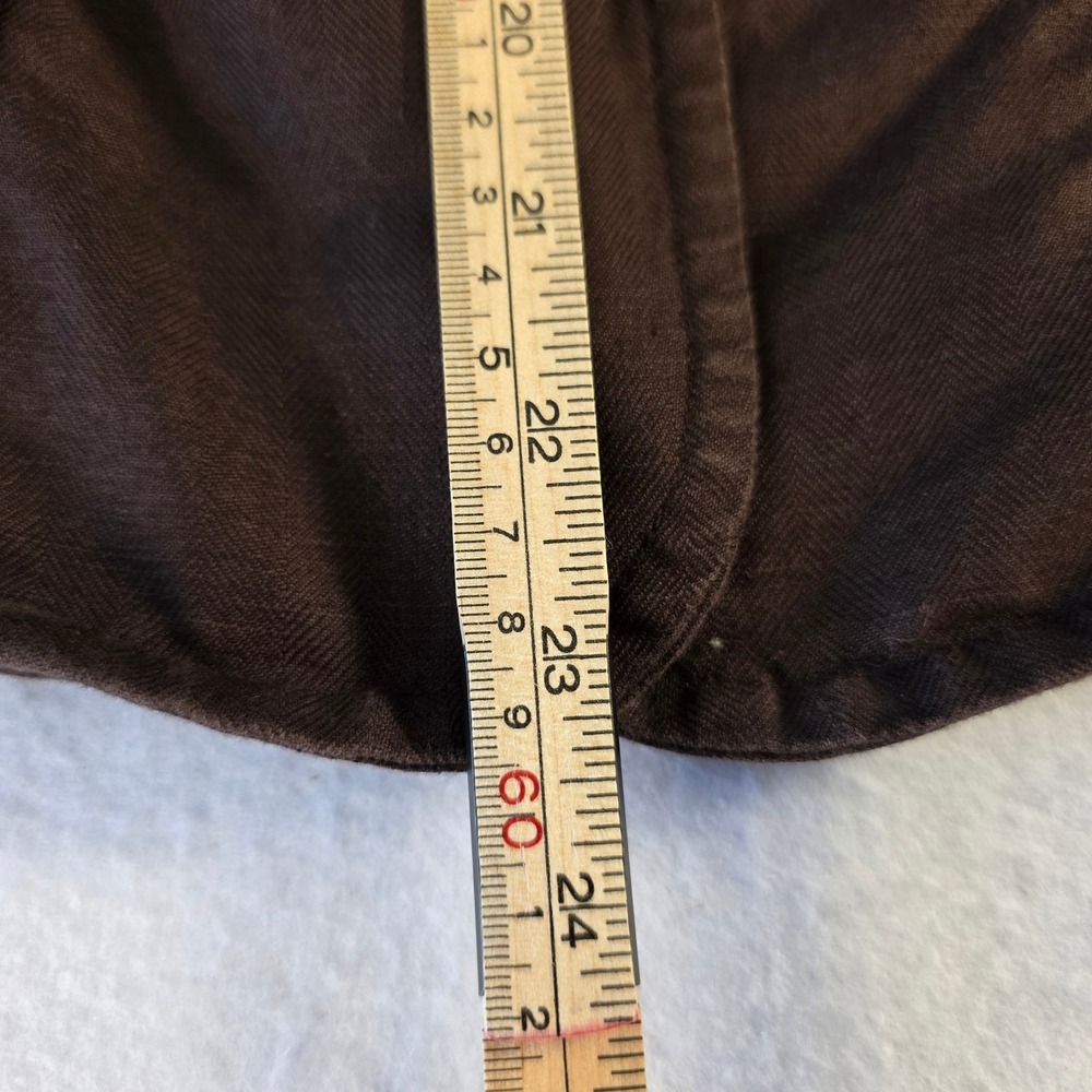 Talbots Brown Irish Linen Blend Blazer Jacket Women 14 Herringbone 2-Button - Picture 6 of 6